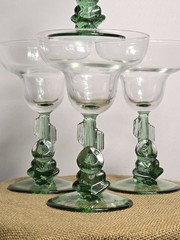 Cristal D’Arques Siesta Margarita Glasses Set 4 Cactus Stem Vintage Barware