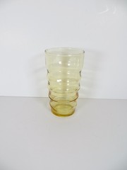 Vintage Federal Glass Amber Ringed Tumber (Set of 5)