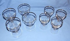 VINTAGE LIBBEY/ROCK SHARPE Champagne/Liquor Glasses – Set of 8 – Platinum Trim