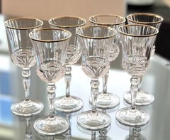 Vintage Royal Crystal Rock RCR Aurea Gold Trim Wine Glasses Set of 7