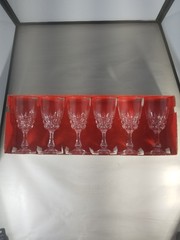 Pompadour Vintage 6 Lead Crystal Glasses 17 cl. 5.75 oz. Cristal d’Arques France