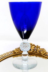Morgantown Ritz Golf Ball Cobalt Blue Water Goblet/Wine Glass 6.75in Tall