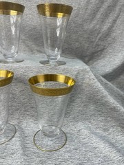 6 Tiffin Franciscan Rambler Rose 5.5” Crystal Gold Rimmed Dessert Water Glass Lt