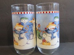 CAMBRIDGE POTTERIES-Winter’s Garden~Set of 2 Glass TUMBLERS~5.75″