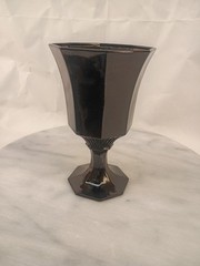 VTG Independence Glass Co Black Octagonal Water or Wine Goblet 6” Tall