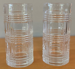 Two 2 Ralph Lauren Glen Plaid Crystal Highball 6 1/4″ Glasses 14 oz Blown Disc’d