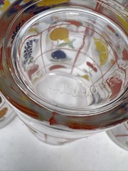 Vintage Set of 6 Tumblers Red Windowpane Assorted Fruits Glasses Retro MCM 4.25”