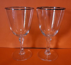 Set of 2 Vintage Lenox Montclair Platinum Crystal Wine Glasses 5 3/4″