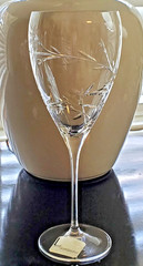 Set of 4 L by Lenox Floral Bouquet Blown Cut Glass Water Goblets 10.5″ 18 oz NOS