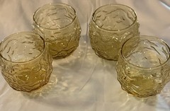 4 Anchor Hocking Lido Milano Honey Gold Amber Roly Poly Vintage Tumblers