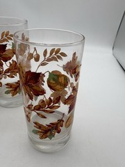Set of 4 VTG Libbey Autumn Fall Leaves Thanksgiving Drinking Glasses 6″ Tall EUC