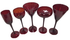 5- Ruby Red Party Cocktail Glasses – Martini, Champagne – Home Decor- Christmas 