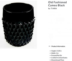 6 Old Fashioned Cameo Black by Tiara 3 5/8″ Pressed/Pat Glass USA