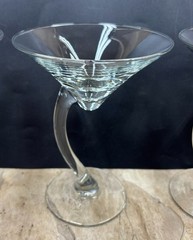 VTG Set of 3 Libbey Bravura Martini Glasses Clear Curved Swerve Stem – Free Ship