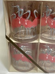 Vintage New! Rare CERA Cranes In White Ties Set Of 6 MCM Cocktail Tumblers