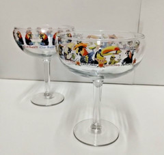VINTAGE 2 Parrot Head Margarita Glasses «Got Salt?» Parrot Party Jimmy Buffet