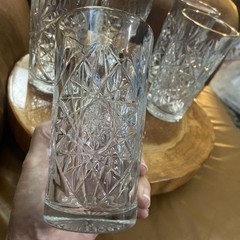 5 Vintage Libbey Hobstar Clear Elegant Cut Highball/ Water Drinking Glasses
