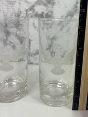 Vintage Set of 2 Glasses Etched Eagle with 3 Stars Tumbler 5.5” high 12 oz