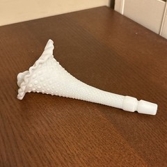 Fenton Art Glass Diamond Lace Milk Glass Epergne Insert Horn 8 1/2″