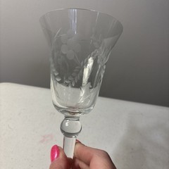 3 Vintage Danube Floral Leaf Wine Glasses