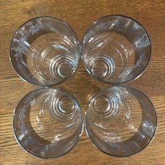 (4) Beautiful VTG Dorothy Thorpe Silver Rim Tumblers Glasses with Flowers Design