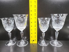 Rogaska Ivy (2) Goblets (4) Wine Glasses Set Vintage Elegant Cut Crystal Bar Lot
