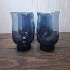 VINTAGE LLibbey Tulip Dusky Blue Tumbler Set Of 8