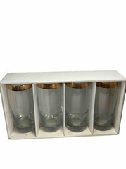 Imperial Crystal Collection Tumblers High Ball Glasses 24kt Gold Set of 4