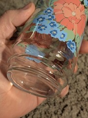 Set of 4 Vintage Flower Floral Mid Century Tumblers 5-3/4″ Drinking Glasses