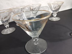 Vintage Libbey Gold Wheat Wine Cocktail Crystal Drinking Glasses Set of 6