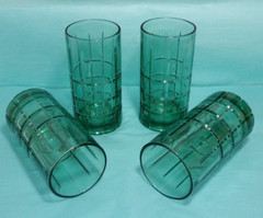 (4) Anchor Hocking Manchester Tartan Green Iced Tea Glasses 16oz Heavy Tumblers
