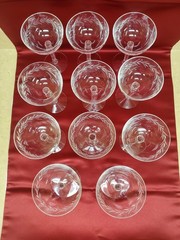 Vintage MCM Fosteria Holly Clear Etched Crystal Champagne/Tall Glasses -11