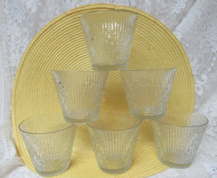 Vintage Jeannette Finlandia Tree Bark old Fashioned Flared Low-ball Glasses-6 Pc