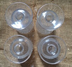 4 Vintage Westmoreland Princess Feather Clear 4.75″ 6oz Footed Tumbler Glasses