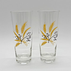 2 Century Service Corporation Autumn Gold- 7″ Tall Wheat MCM 4 Highball Glasses