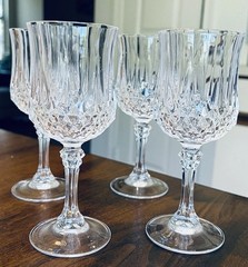 Set of 4 Vintage Cristal D’Arques-Durand Longchamp Crystal Wine Glasses 6.5” H