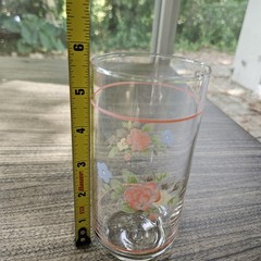 Vintage Pfaltzgraff Tea Rose Libbey Tumbler Drinking Glasses Pink Bands Set of 4