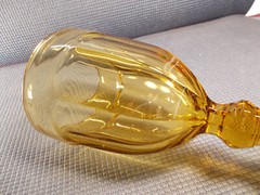 Viking Crystal Arlington Amber Pattern Iced Tea Goblet 7″