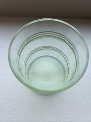 5 Martha Stewart Everyday Green Glass Ribbed Drinking Glasses Lowball 4” Tall