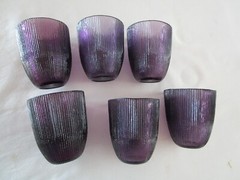 Vintage Amethyst Purple Ombré ribbed textured Glass 6 rocks Whiskey rock 12 Oz.