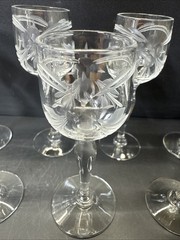 Vintage Etched Cordial Glasses Frosted Floral Stemware Shot Liqueur Glasses/7pcs