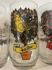 Vintage Indiana Glass 12 Days of Christmas Drinking Tumblers Set Mint Condition