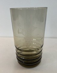 Smoky Gray With Etched Grapes Juice Glass (4 1/4 Inch Tall)