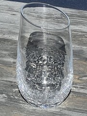 ANGLED Rim CRACKLE by Pier One Imports Tall Flat TUMBLER Glass