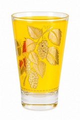 Vintage Libbey Yellow Grape Leaf Glass, Gold Leaf Barware, Mid Century Cocktail