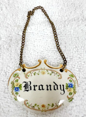 Vintage Italy Duncan Sticker Floral Bone China Brandy Liquor Bottle Tag Marker