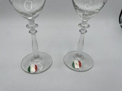 Vintage Cristalleria Fratelli Fumo Gold Rimmed Wine Glasses 8.5” Handmade Italy