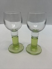 Bormioli Rocco Limoncino Liquor 4.5″ Cordial Glasses Thick Green Stem Set of 2