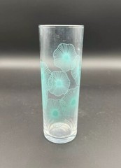 IKEA Tom Collins Glass Blue Flowers Vintage Mod 1970s 6.5”