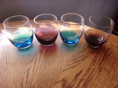 Stemless Wine Tumbler 14 Oz Multi-Color Blue Purple – Set of 4